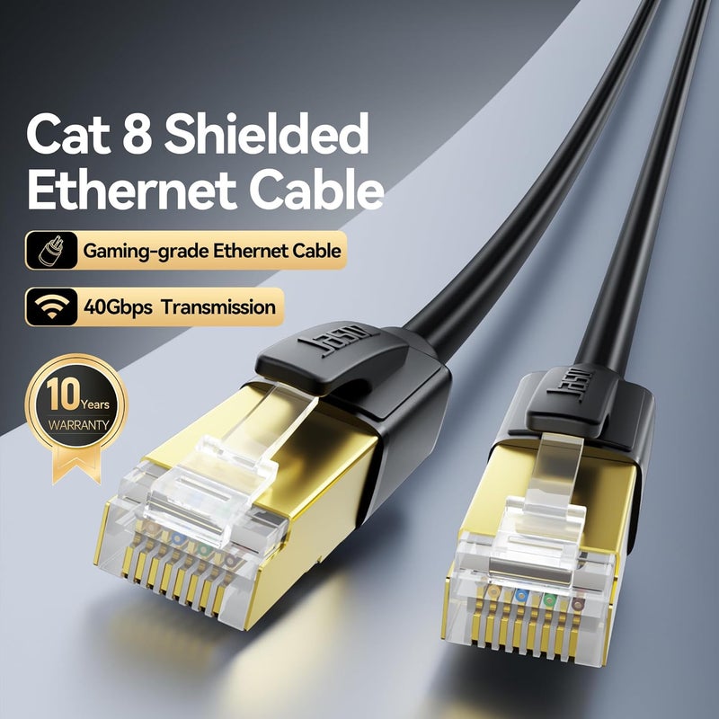 DiamondTiger Cat 8 Ethernet Cable, 2Packs High Speed 40Gbps 2000Mhz Network Cord RJ45 Shielded Indoor Heavy Duty LAN Cables Compatible for Gaming PC PS5 Xbox Modem Router(10FT/3M) - Image 2